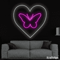 thumbnail image 2 of Craftnamesign Butterfly Heart Neon Sign, Room Decor, Butterfly Lover Gifts, 2 of 4
