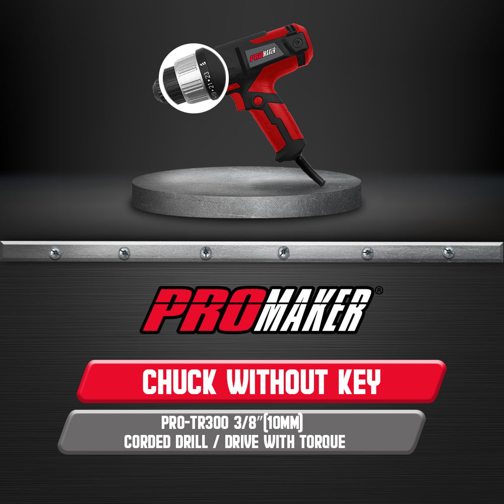 PROMAKER 3/8 in Keyless Chuck Corded Drill/Drive 2.6 Amp 120V PRO-TR300