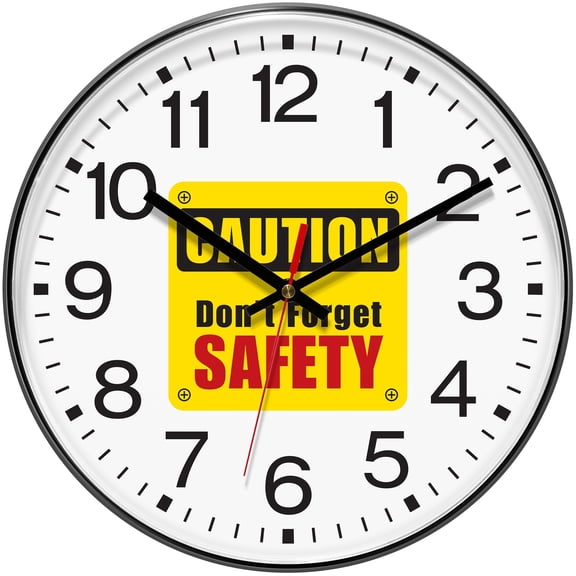 Infinity Instruments Prosaic ITC Caution Don't Forget Safety Wall Clock, Black, 12"