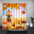 thumbnail image 3 of Fall Shower Curtain Autumn Pumpkin Harvest Scarecrow Maple Leaves Thanksgiving Country Hay Farmhouse Fabric Bathroom Curtains Bathtub Decoration 72x72 Inch, 3 of 4