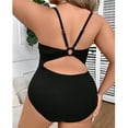 thumbnail image 4 of Xdegoge Plus Size One Piece Swimsuit for Women, Ribbed Texture with Tummy Control and Scoop Neck, Seamless Bathing Suit Swimming, Summer Swim Suit with Padding, 4 of 8