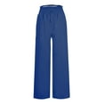 thumbnail image 4 of DDAPJ pyju Womens Cotton Linen Casual Summer Pants Smocked High Waisted Drawstring Wide Leg Pants Dressy Palazzo Pants with Pockets Sales of Today Blue M, 4 of 6