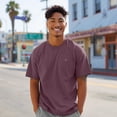 thumbnail image 3 of Dalix Lil Smile Midweight Garment Dye Soft Tee Short Sleeve Cotton Shirt Mens in Plum XL X-Large, 3 of 5