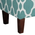 thumbnail image 3 of Benjara Quatrefoil Print Fabric Upholstered Wooden Bench With Hinged Storage, Large, Teal Blue and Cream, 3 of 4