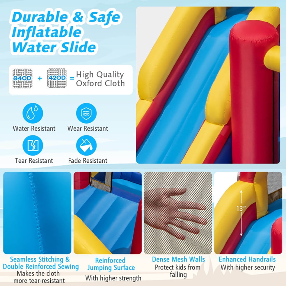 Aimee Lii 7 in 1 Outdoor Inflatable Bounce House with Water Slides and Splash Pools without Blower, Kids Bounce House for 3-10 Aimee Lii 7 in 1 Outdoor Inflatable Bounce House with Water Slides and Splash Pools without Blower, Kids Bounce House for 3-10