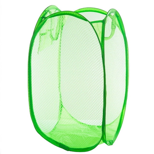 EeaseCA Foldable Up Easy Open Mesh Laundry Clothes Hamper Basket for College Dorm (Green)