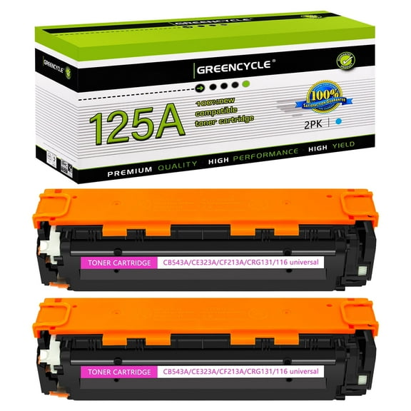 greencycle Compatible Toner Cartridge Replacement for HP 125A CB543A to use in Color Laser Jet CM1312 MFP CP1215 CP1515n CP1518ni Series Printer - 2 Pack CB543A, Magenta