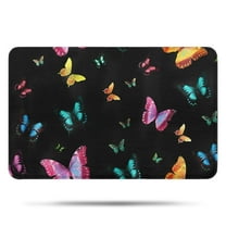 Black Pink Blue Butterfly Pattern Bathroom Rugs Mat,Non Slip Microfiber Bathroom Rug,Rubber Backing,Soft Bathroom Mats for Bathroom Floor,Tub and Shower,17x27in(43x68cm)