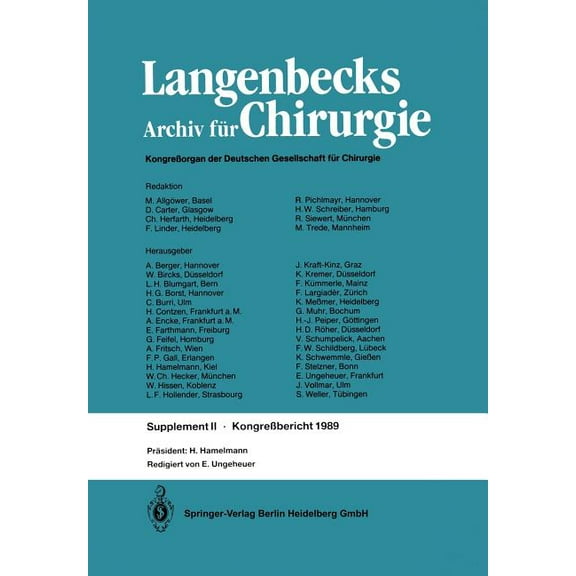 Verhandlungen Der Deutschen Gesellschaft FÃ¼r Chirurgie: 106. Tagung Vom 29. MÃ¤rz Bis 1. April 1989, (Paperback)