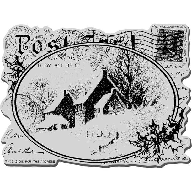 Stampendous Stamp 4"X6"-Snowy Carte Postale