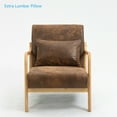 thumbnail image 3 of Aukfa Modern Accent Chair w/ Lumbar Pillow for Living Room, Mid Century, Wood Frame, Leather, Brown, 3 of 12