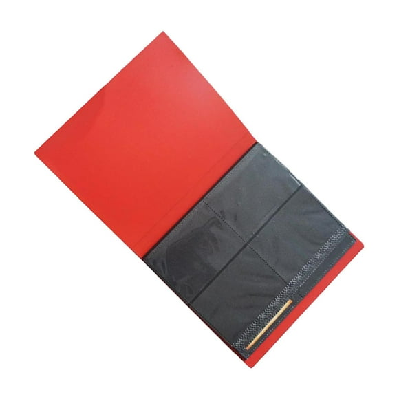 pitrice 4 Pockets Trading Card Carrying Binder Binder red Card Pocket Album 21x17.5cm Storage Case red 21x17.5cm
