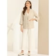 thumbnail image 4 of DARING DIVA Women's Notched Lapel Collar 3/4 Sleeve Linen Blazer XS Beige, 4 of 6