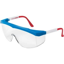 Stratos Safety Glasses, SS130, Red/White/Blue Frame, Clear Lens