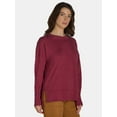 thumbnail image 3 of Time and Tru Women's Tunic Sweatshirt with High-Low Hem, Sizes XS -4X, 3 of 5