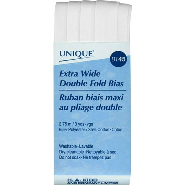 UNIQUE Extra‑Wide Double‑Fold Bias Tape — 15 mm × 2.75 m, 65% Polyester/35% Cotton