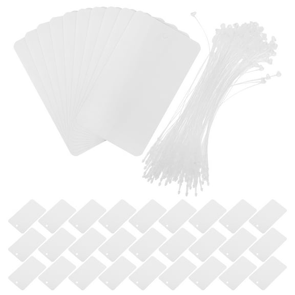 Hemoton 100pcs Blank White Pvc Tags With Lanyard Waterproof For Labels Id Holders Jewelry Display Cards Hang Merchandise Tag Plastic Shipping Tags