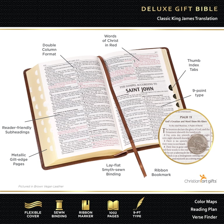Christian Art Gifts KJV Holy Bible Faux Leather Red Letter Thumb