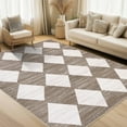 thumbnail image 4 of 9x12 Washable Area Rug for Living Room Dining Room Neutral Area Rug for Nursery Distressed Checkered Carpet Stain Resistant Farmhouse Floor Cover Brown Rugs, 4 of 8