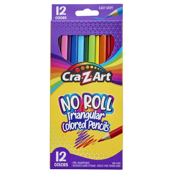 Cra-Z-Art Triangular Colored Pencils, 12 Vibrant Colors, Classroom Supplies, Ages 3 and up
