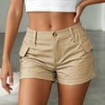 thumbnail image 6 of oqasdz Womens High Waisted Cargo Shorts Button Closure Solid Color Casual Shorts with Stretchy Fit and Functional Side Pockets, 6 of 6
