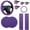 Purple, variant on 10pcs Women's Leather Steering Wheel Cover, Car Accessories Set With Seat Belt Shoulder Pads, Start Button Ring Sticker, Vent Clip, Car Accessories