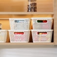 thumbnail image 6 of Small Plastic Storage Basket with Lid Handle 7x10.9x4 in Cream White 6 Pack, 6 of 9