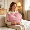 thumbnail image 4 of Heart-Shaped Gingham Throw Pillow, for Bed, Sofa, Office and Trips, 4 of 9