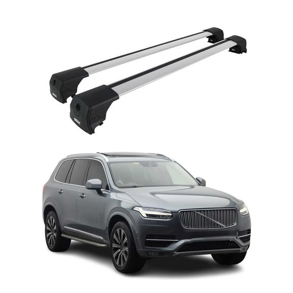 Alu Roof Racks Cross Bars Luggage Carrier for Volvo XC90 2016-2025 Silver 2Pcs