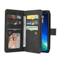 thumbnail image 4 of Allytech Zipper Pocket Case for iPhone 14, Flip PU Leather Wallet Cover with Card Slots & Hand Strap, Shockproof Kickstand Magnetic Buckle Protective Stylish Cover for iPhone 14, Black, 4 of 12