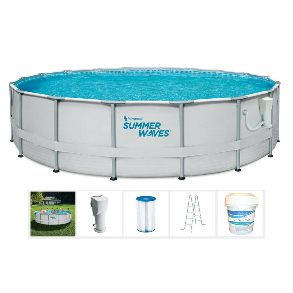Summer Waves 14 Foot Metal Frame Above Ground Pool Set Kit with Filter Pump - Walmart.com