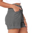 thumbnail image 2 of Pantalones cortos para mujer, cintura media, color puro, suaves, transpirables, sueltos, pantalones cortos para citas y trabajo, 2 of 5