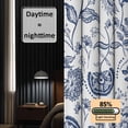 thumbnail image 3 of Boho Blue Floral Blackout Curtains for Bedroom/Living Room, Pinch Pleated Black Out Curtains, Vintage Farmhouse Paisley Plant Leaf Room Darkening Window Drapes with Hooks 2 Panels, 39"x70", 3 of 8