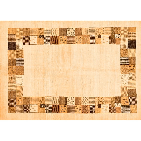 Ahgly Company Indoor Rectangle Solid Orange Modern Area Rugs, 7' x 10'