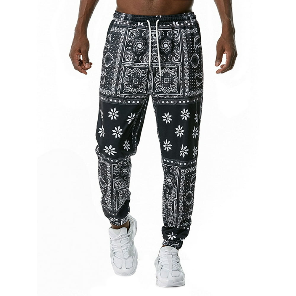 Luethbiezx - luethbiezx Men Ankle Banded Pants Printing Loose Long Trousers Sweatpants - Walmart