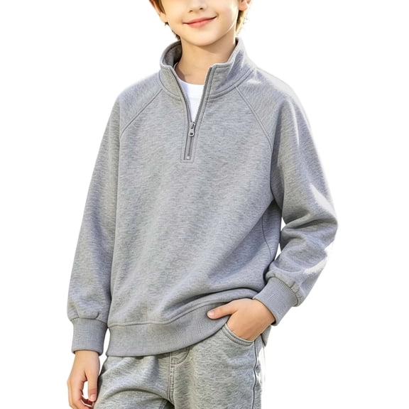 Enjoytime Quarter Zip Boys Sweatshirts Long Sleeve Pullover Top Kids Casual Fleece Fall Fashion Clothing 3-15Years