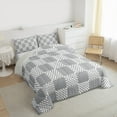 thumbnail image 3 of jejeloiu Geometric Classic Plaid Queen Comforter Set,Abstract Geometric Checkerboard Bedding Sets,Gray Geometrical Grid Bedding Comforter Set For Children,Breathable Home Decor Reversible,3-Piece, 3 of 8