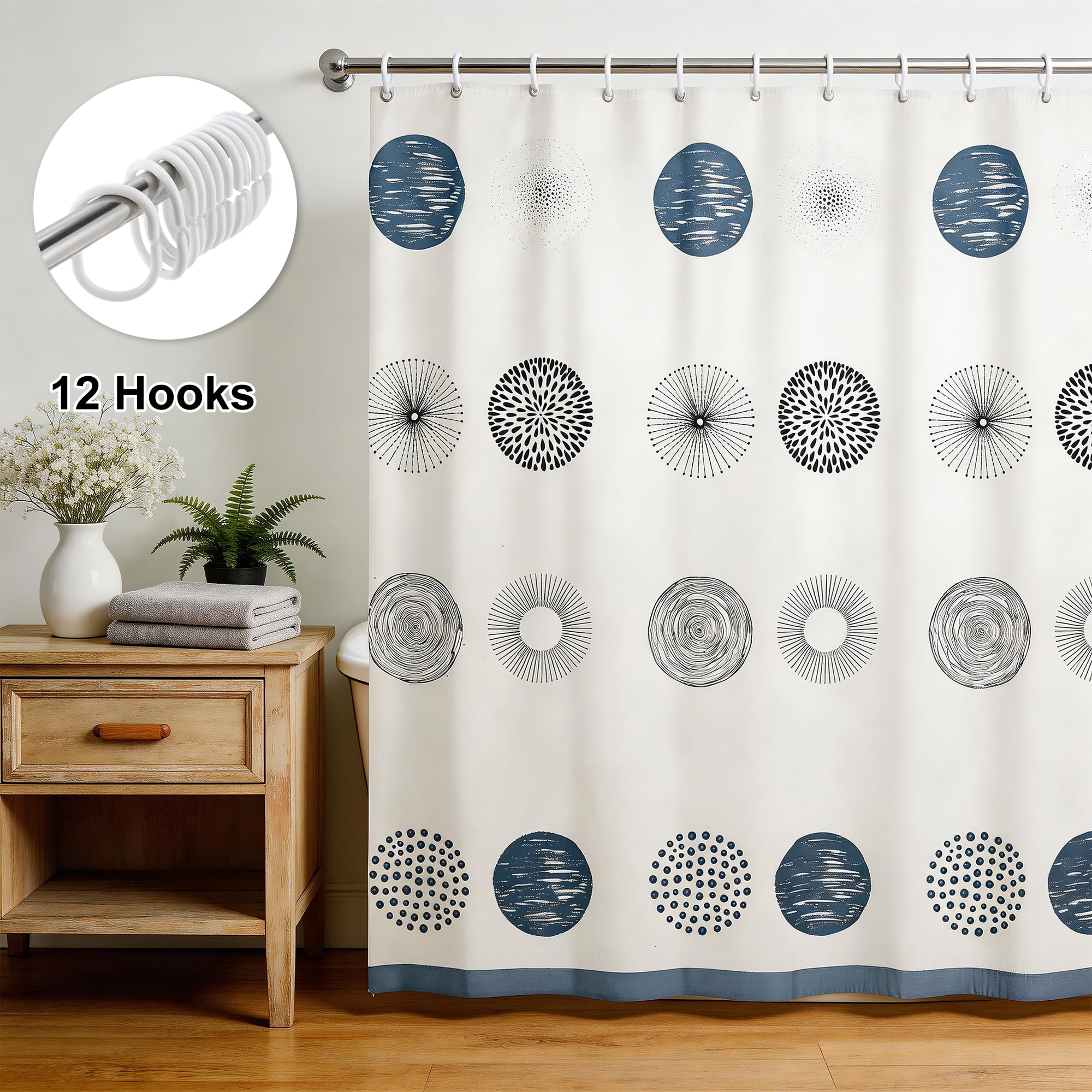 Unique Bargains Durable Waterproof Pattern Lightweight Shower Curtain 70.87x70.87