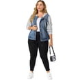 thumbnail image 3 of Women's Plus Size Layered Drawstring Hood for Women Denim Utility Jacket W Pockets Blue 1X, 3 of 7