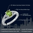 thumbnail image 2 of Gem Stone King 1.50 Cttw Green Peridot and White Topaz 3-Stone Ring for Women | 925 Silver | Gemstone Birthstone | Oval 8X6MM | Three Stone Wedding Engagement Anniversary Promise Ring | Size 8, 2 of 5