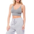 thumbnail image 4 of Made by Olivia Women's Solid Knit Ribbed Seamless Double Strap Triangle Brami Crop Tank Top, 4 of 6