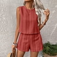thumbnail image 4 of Women's Summer 2 Piece Short Sets Lounge Sleeveless Top Shorts Matching Outfits Casual Striped Vacation Sweatsuit M, 4 of 6