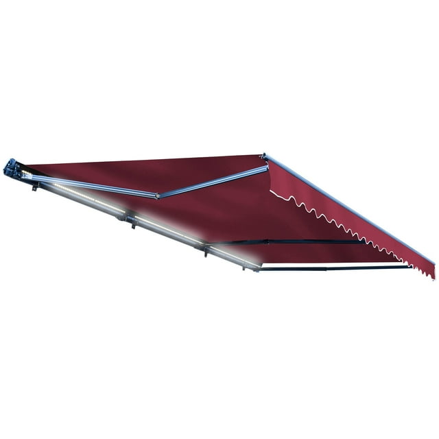 ALEKO AWCL10X8BURG37 Motorized LED Half Cassette Retractable Awning 10 x 8 Feet, Burgundy