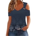thumbnail image 2 of Nmnitkp Womens Summer Tops Fashionable and Beautiful Tank Cute Tops for Women Casual Sleeveless Shirt Loose Fit Scoop Neck O Ring Shoulder Blouse Navy,S, 2 of 6