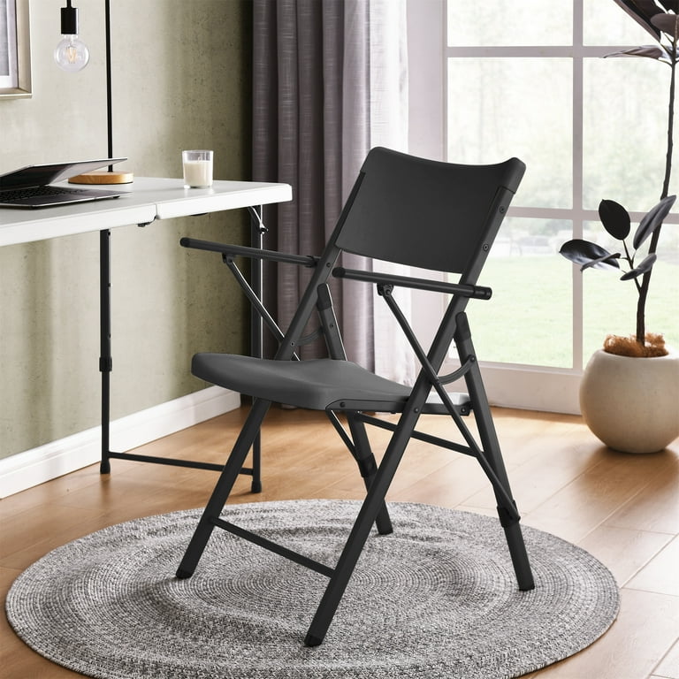 Mainstays Black Commercial Plastic Folding Chair with Armrests