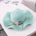 thumbnail image 4 of Sombrero de paja con ala ondulada para mujer, con circunferencia de 56-58 cm, para verano, para exteriores, para viajes, 4 of 5