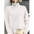 thumbnail image 4 of Suéter PRETTYGARDEN Cuello Alto Tejido Grueso Blanco Talle Grande, 4 of 6