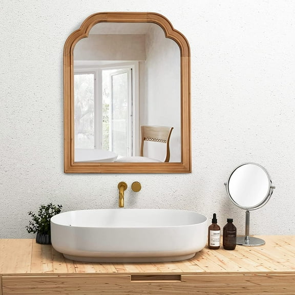 Wood Frame Wall Mirror Decor for Entryway, Living Room or Bedroom Home Decor - Light Woodgrain [16" x 20" Natural Color]