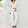 thumbnail image 3 of 2 Piece Casual Sets for Women, Women's Fall and Winter Knitted Hooded High Waisted Long Sleeved Pants Two-Piece Set New Womens Vacation 2 Piece Set White M, 3 of 9