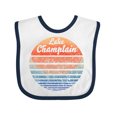 

Inktastic Lake Champlain Distressed Retro Sunset Gift Baby Boy or Baby Girl Bib